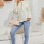 Beige Frill Trim Buttoned Knit Pullover Sweater