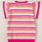 Rose Red Multi Flutter Sleeve Knitted Sweater Top