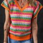 Orange Multi Flutter Sleeve Knitted Sweater Top