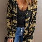 Green Camo Print Long Cardigan