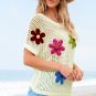 White Crochet Flower Hollow out Sweater T Shirt