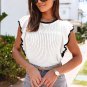 White Crochet Eyelet Flounce Tank Top