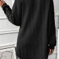 Black Textured Knit Side Pockets Open Front Cardigan