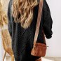 Black Cable Knit Drop Shoulder Loose Fit Sweater Dress