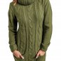 Olive Cowl Neck Cable Knit Sweater Dress