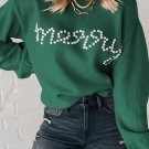 Blackish Green Pearl Beaded Merry Casual Sweater