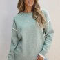 Moonlight Jade Colorblock Contrasting Edge Crewneck Sweater