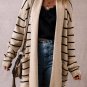 Black Stripe Shawl Neckline Open Cardigan with Pockets