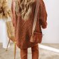 Coffee Cable Knit Drop Shoulder Loose Fit Sweater Dress