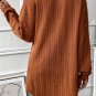 Chestnut Textured Knit Side Pockets Open Front Cardigan