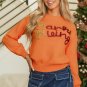 Russet Orange Thanksgiving Tinsel Drop Shoulder Crew Neck Sweater
