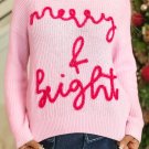 Pink Merry and Bright Pop Up Letter Waffle Knit Sweater