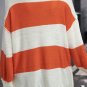 Orange Stripe Loose Color Block Drop Shoulder Bubble Sleeve Sweater