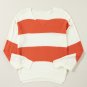 Orange Stripe Loose Color Block Drop Shoulder Bubble Sleeve Sweater