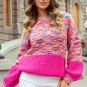 Bright Pink Rainbow Confetti Drop Shoulder Sweater