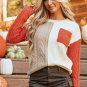 Gold Flame Colorblock Patched Pocket Drop Shoulder Sweater