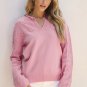 Peach Blossom Flower Detail Knitted Notched Neck Sweater