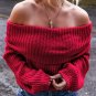 Racing Red Off-the-shoulder Knit Sweater