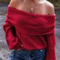 Racing Red Off-the-shoulder Knit Sweater