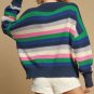 Bright Green Rainbow Striped Crew Neck Drop Shoulder Sweater