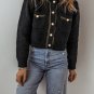 Black Shimmer Flap Pocket Button up Cardigan