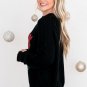 Black Tinsel Merry and Bright Graphic Christmas Sweater