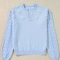 Beau Blue Flower Detail Knitted Notched Neck Sweater