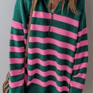 Green Collared Quarter Zipper Oversized Sweater