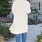 Beige Flower Embroidered Drop Shoulder Open Front Duster Cardigan