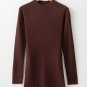 Coffee Slim Fit Mock Neck Side Slit Sweater Dress