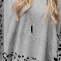 Gray Leopard High Neck Side Slit Oversized Sweater