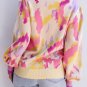 Khaki Abstract Print Colorblock Balloon Sleeve Sweater