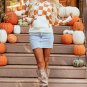 Gold Flame Checkered Split Neck Kangaroo Pocket Hooded Sweater