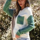 Vineyard Green Colorblock Patched Pocket Drop Shoulder Sweater