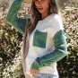 Vineyard Green Colorblock Patched Pocket Drop Shoulder Sweater