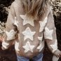 Khaki Sherpa Star Pattern Textured Sweater Cardigan with Pockets