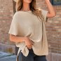 Apricot Short Sleeve Side Slit Oversized Sweater