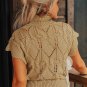 Light French Beige Hollowed Knit Scalloped Trim High Neck Sweater