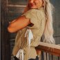 Light French Beige Hollowed Knit Scalloped Trim High Neck Sweater