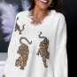 White Frayed Sequin Tiger Sweater