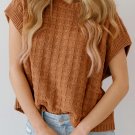 Camel Round Neck Textured Knit Sweater Vest