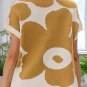 Camel Big Flower Pattern Stand Neck Short Sleeve Sweater