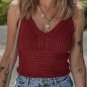 Burgundy Cable Knit Pointelle Slim Fit V Neck Sweater Vest