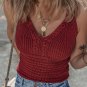 Burgundy Cable Knit Pointelle Slim Fit V Neck Sweater Vest