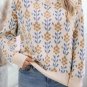 Apricot Floral Pattern Crew Neck Sweater