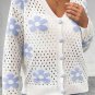 White Flower Knit Hollow Out Open Short Cardigan