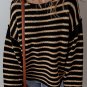 Black Stripe Drop Shoulder Round Neck Loose Sweater