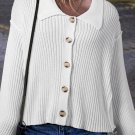 White Collared Button-up Loose Fit Casual Sweater
