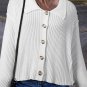 White Collared Button-up Loose Fit Casual Sweater