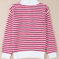 Pink Stripe Zip up Collar Drop Shoulder Sweater